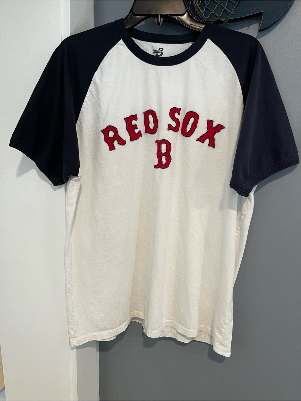 Raglan Short-Sleeve Tee - White with Navy Sleeves